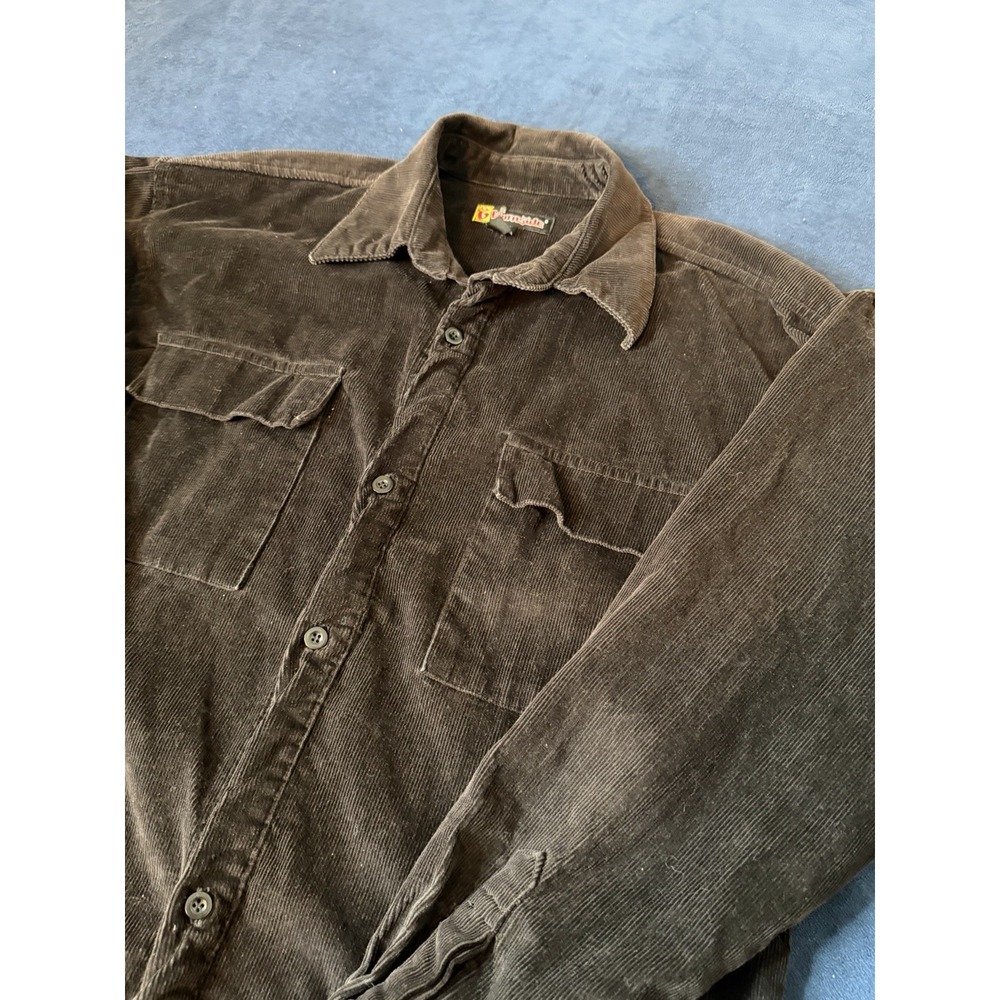 Vtg Y2K Burnside Corduroy Flannel Shirt Men’s Sz M Black